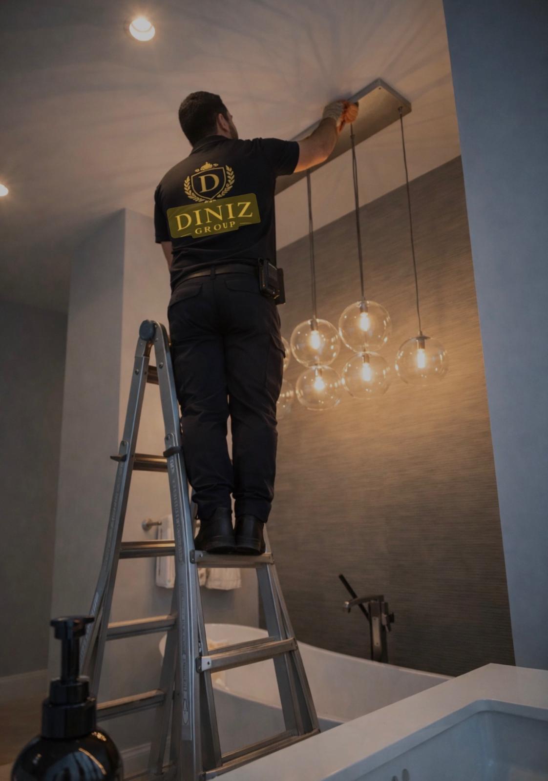 Diniz Group professional attending to a lighting fixture